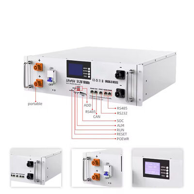 کیفیت کارخانه یونفان 5.12 کیلو وات رک مونت باتری ذخیره لیتیوم 51.2V 100Ah 6000 چرخه سازگار با اکثر اینورترهای خورشیدی OEM ODM کارخانه