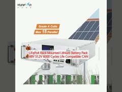 LiFePo4 بسته باتری لیتیوم 48V 51.2V 6000 چرخه زندگی سازگار CAN